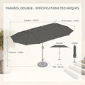 Solarro Double 460 Gris Anthracite · Parasol Double Face Extra-Large